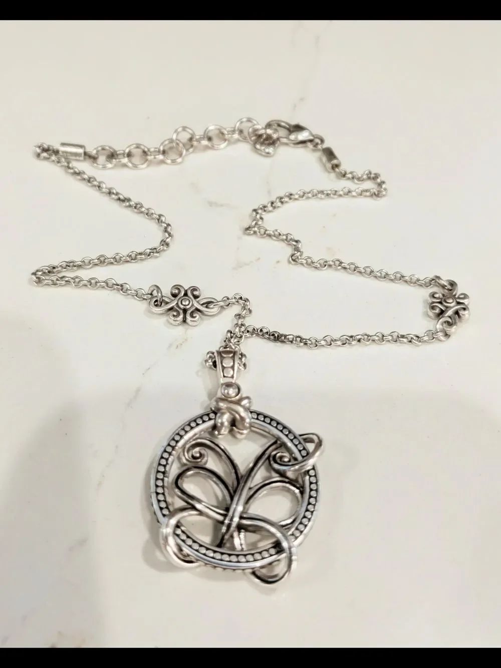 Elegant Brighton Silver Romance of Nature Butterfly Celtic Knot Pendant Necklace